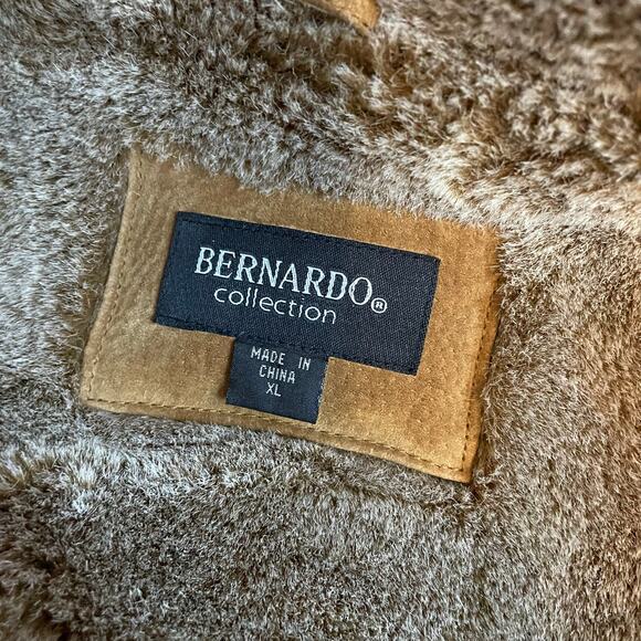 Bernardo Long Length Suede Leather faux Shearling Warm Winter Coat womens XL - Picture 11 of 13